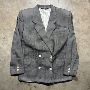 Vintage 80s Burberrys Grey Wool Double Breasted Blazer